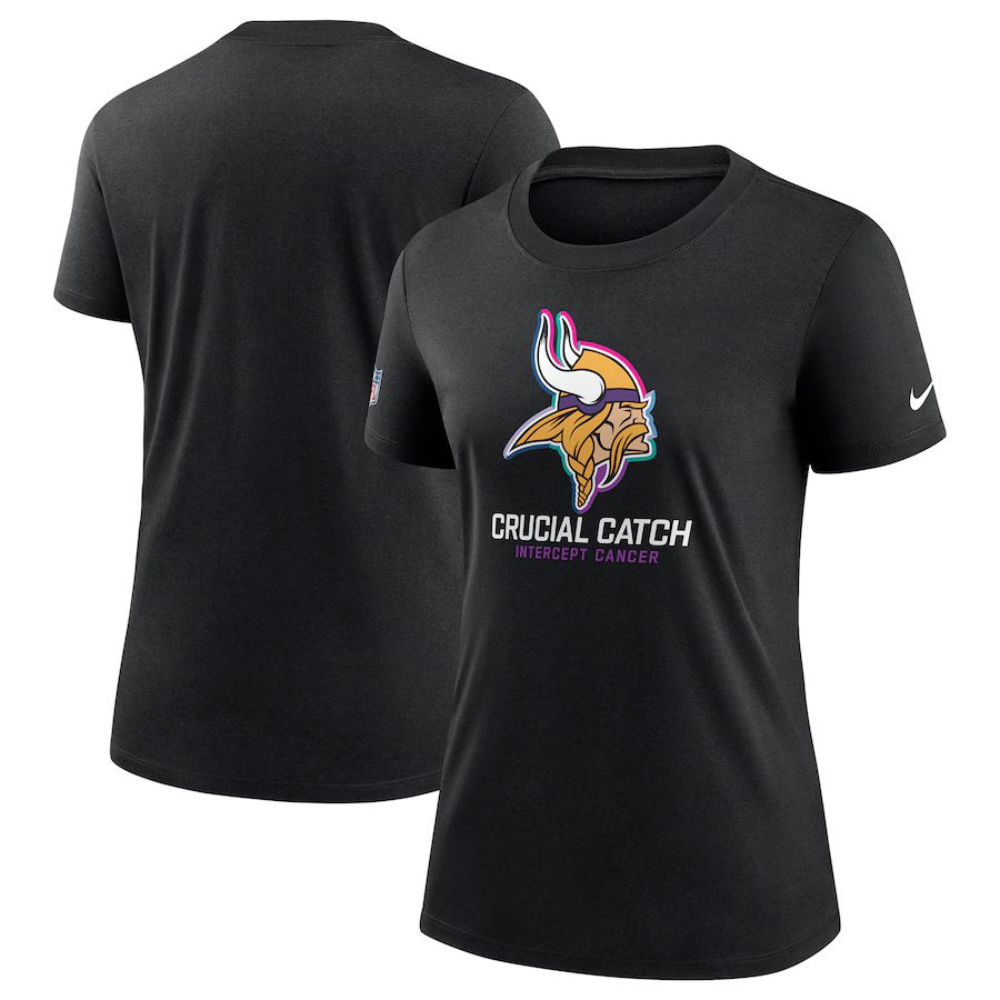 Women Minnesota Vikings 2024 Nike NFL black T shirts->nfl t-shirts->Sports Accessory